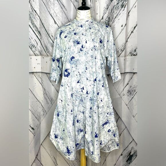 COS Shirt Dress with Pockets Blue Print 6 - Picture 4 of 12